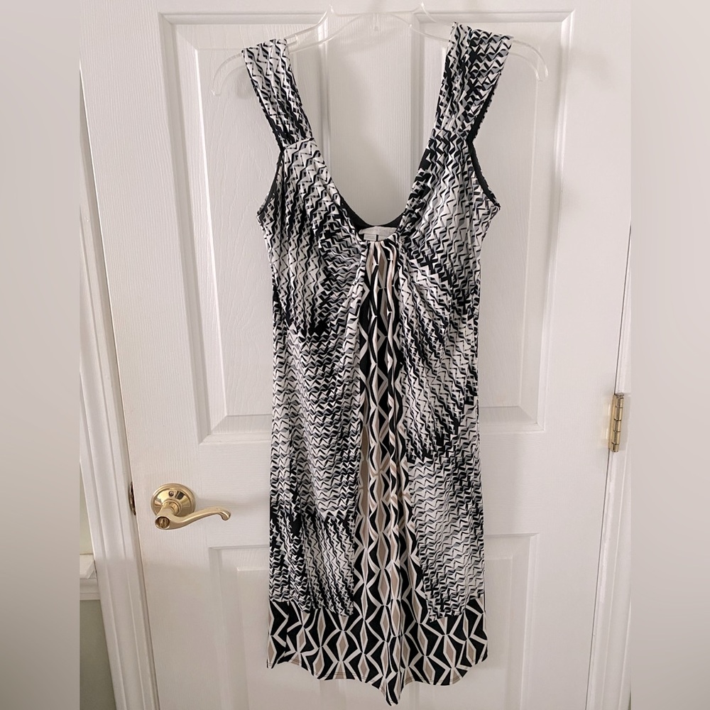 London Times Black White Beige off shoulder EUC Dress Sz 10